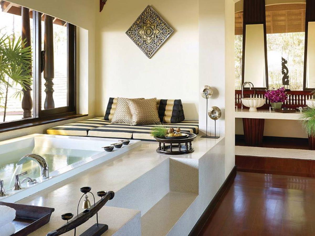 Bathroom in a three bedroom residence villa at luxury resort Four Seasons Chiang Mai