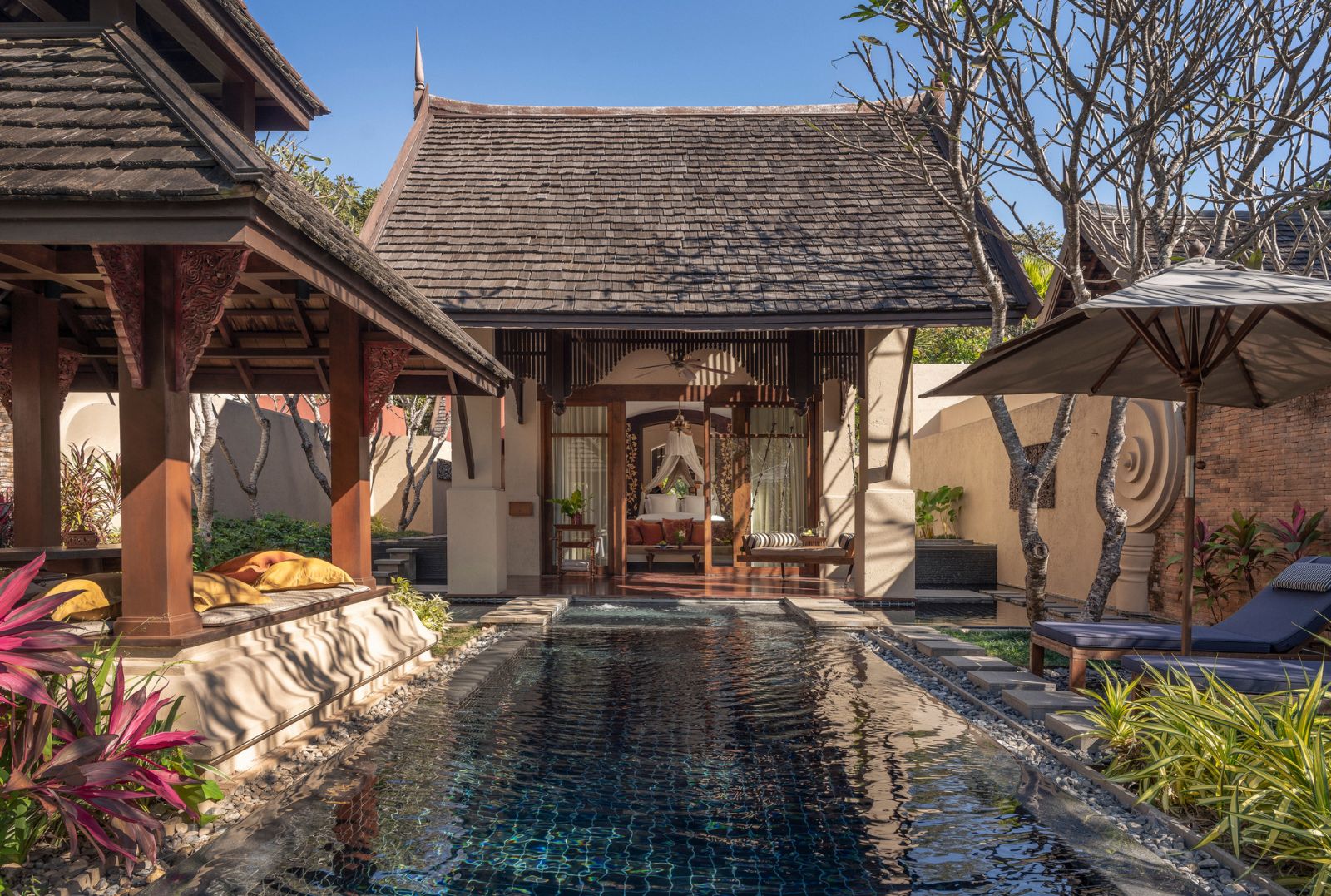 Private pool in villa at luxury resort Four Seasons Chiang Mai
