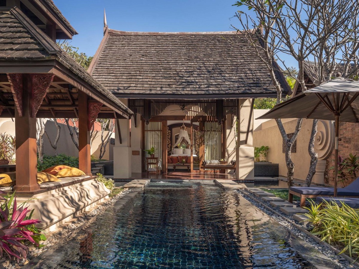Private pool in villa at luxury resort Four Seasons Chiang Mai