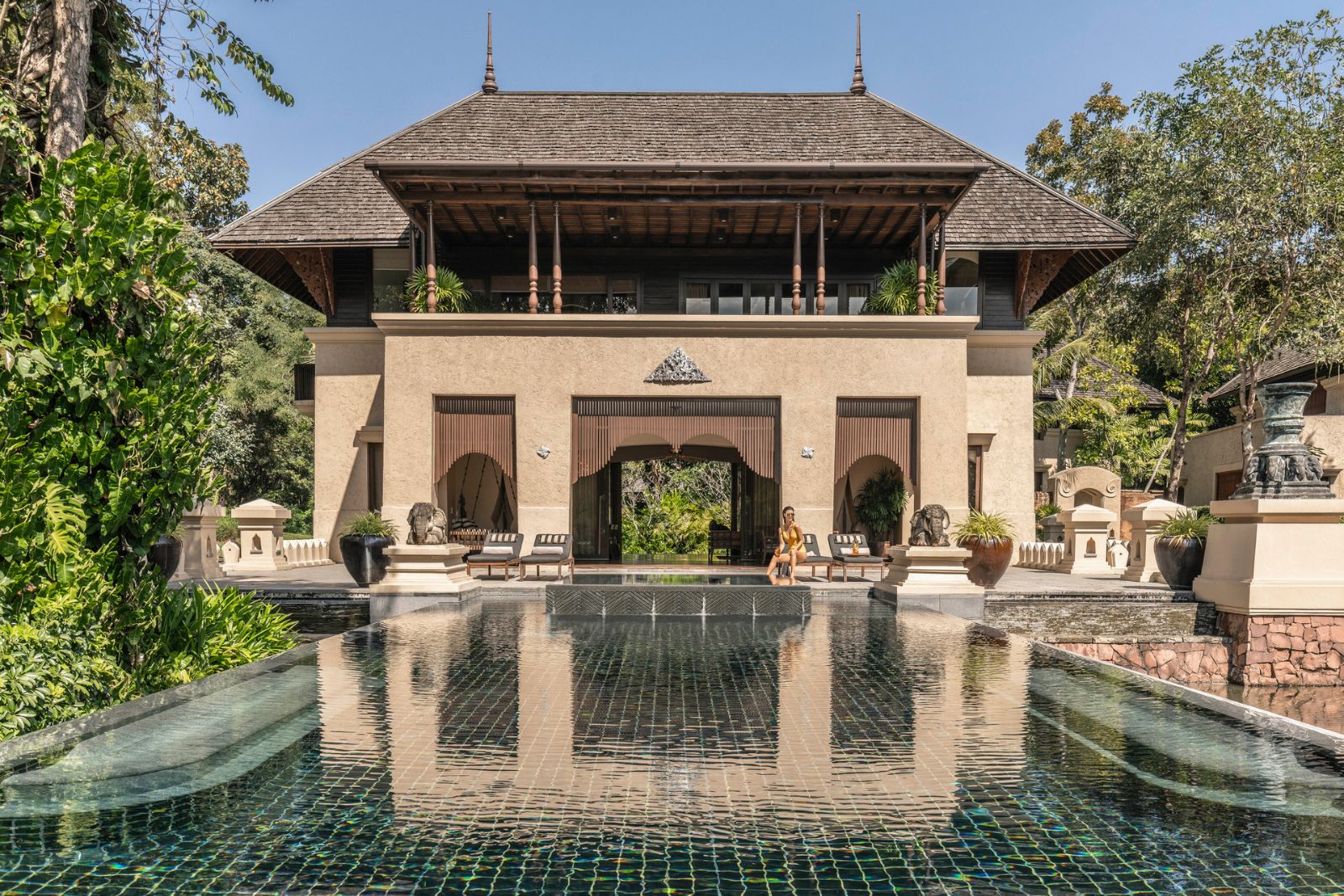 Private pool in residence villa at luxury resort Four Seasons Chiang Mai