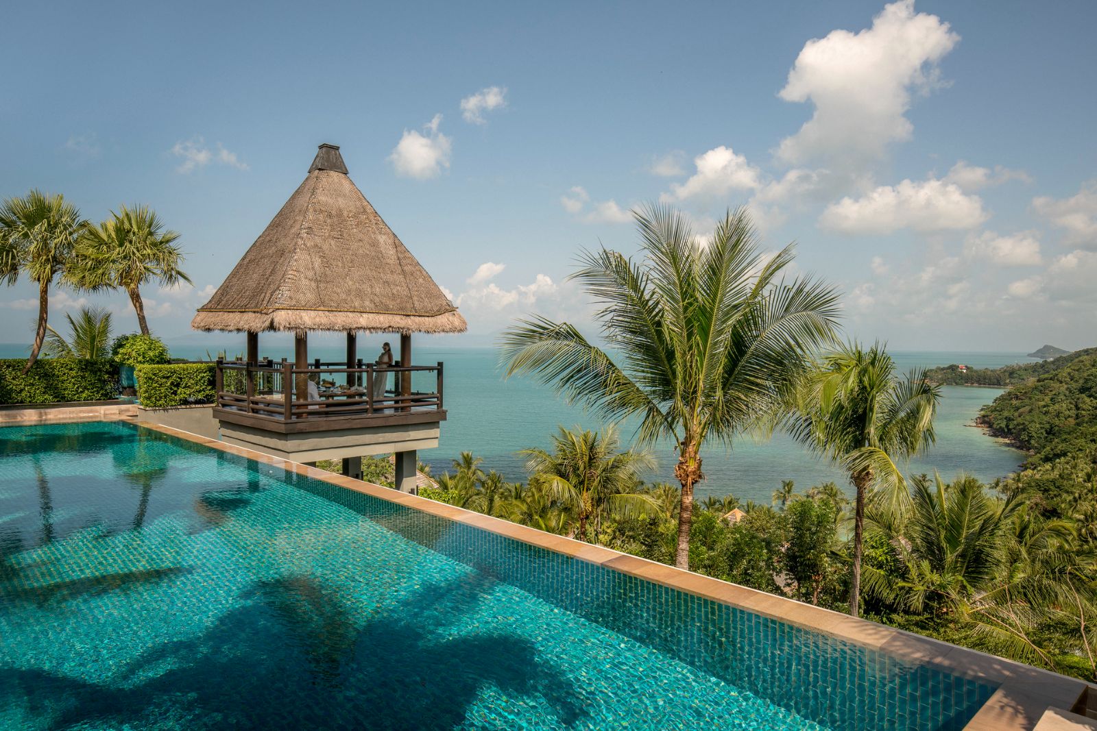 pool with sea views at Four Seasons Resort Koh Samui in Thailand