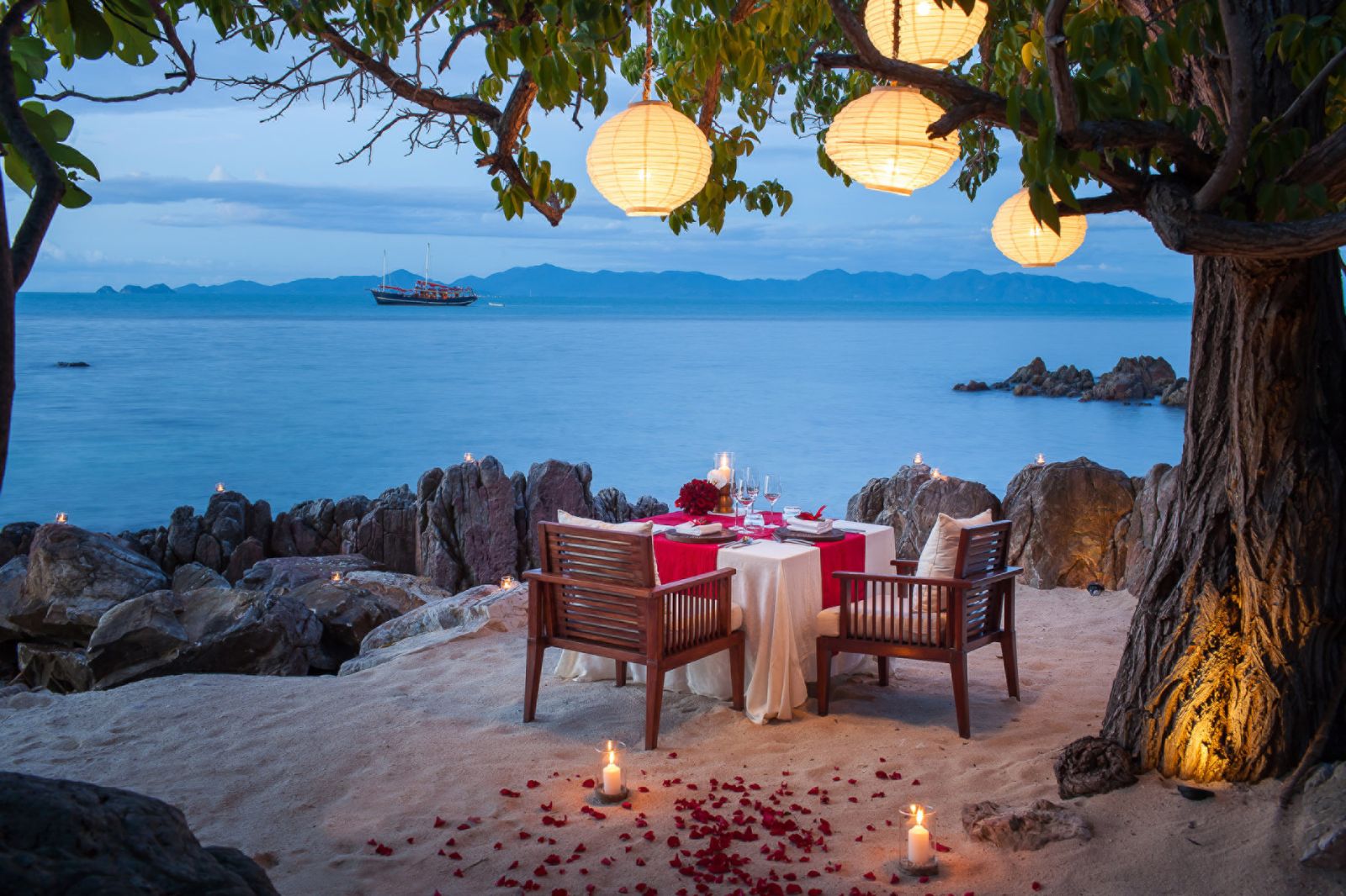 private dining on the beach at Four Seasons Resort Koh Samui in Thailand