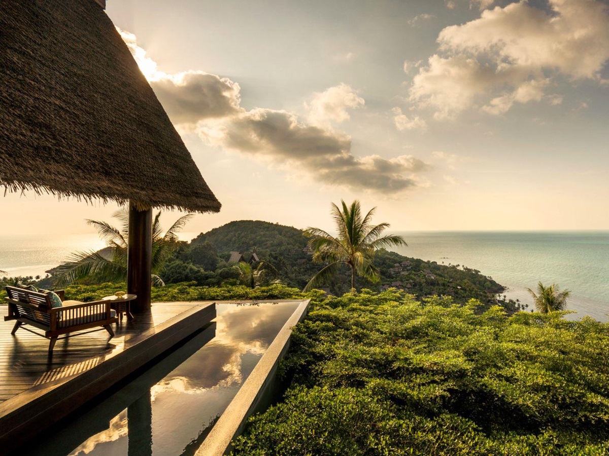 seating with coastal view at Four Seasons Resort Koh Samui in Thailand