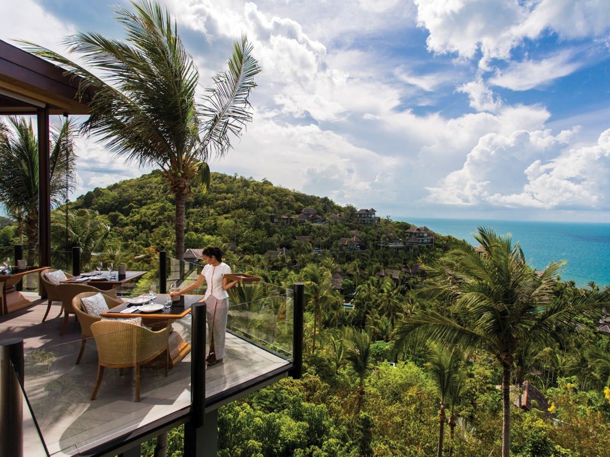 Seating terrace area at Four Seasons Resort Koh Samui in Thailand
