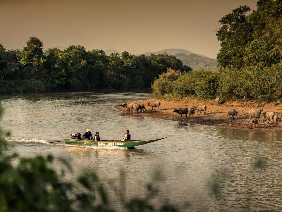 Boat excursion on the river at Four Seasons Tented Camp Golden Triangle in Chiang Rai