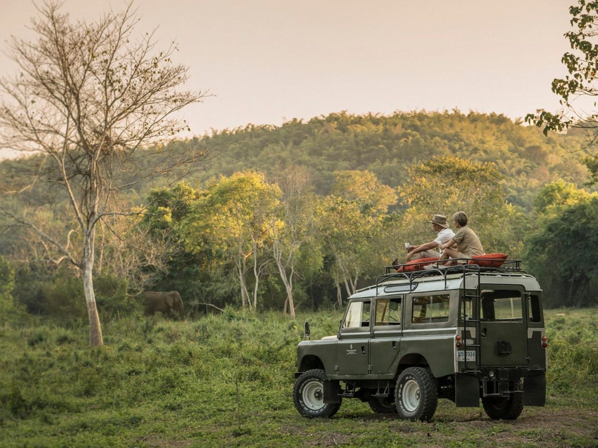 Elephant watching on the grounds of Four Seasons Tented Camp Golden Triangle in Chiang Rai