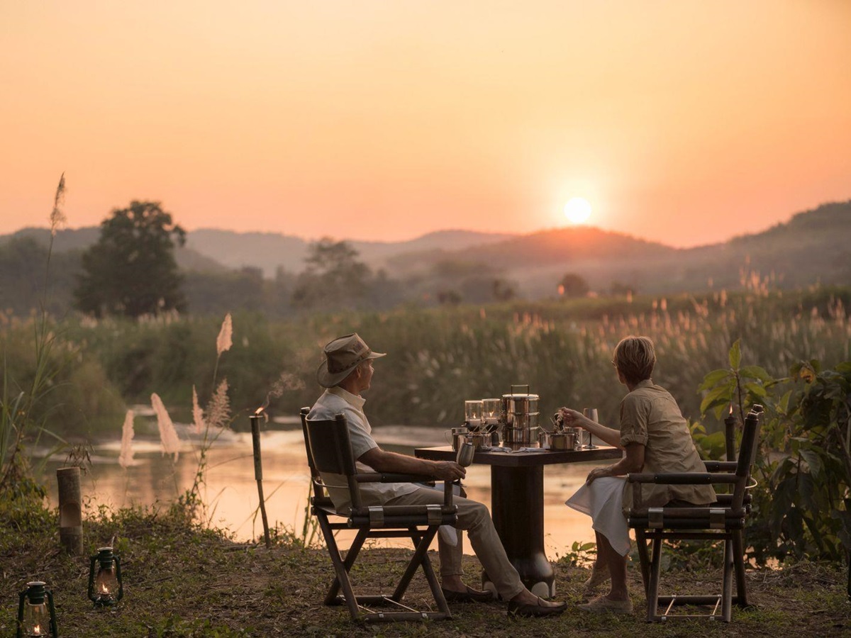 Private dining experience at Four Seasons Tented Camp Golden Triangle in Chiang Rai