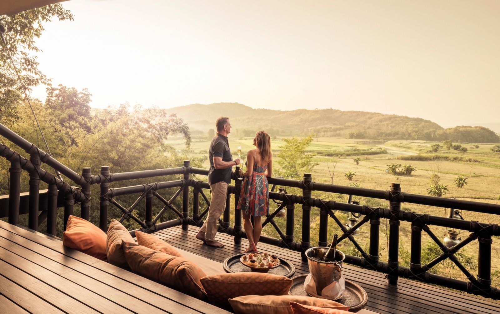 Tent terrace at Four Seasons Tented Camp Golden Triangle in Chiang Rai