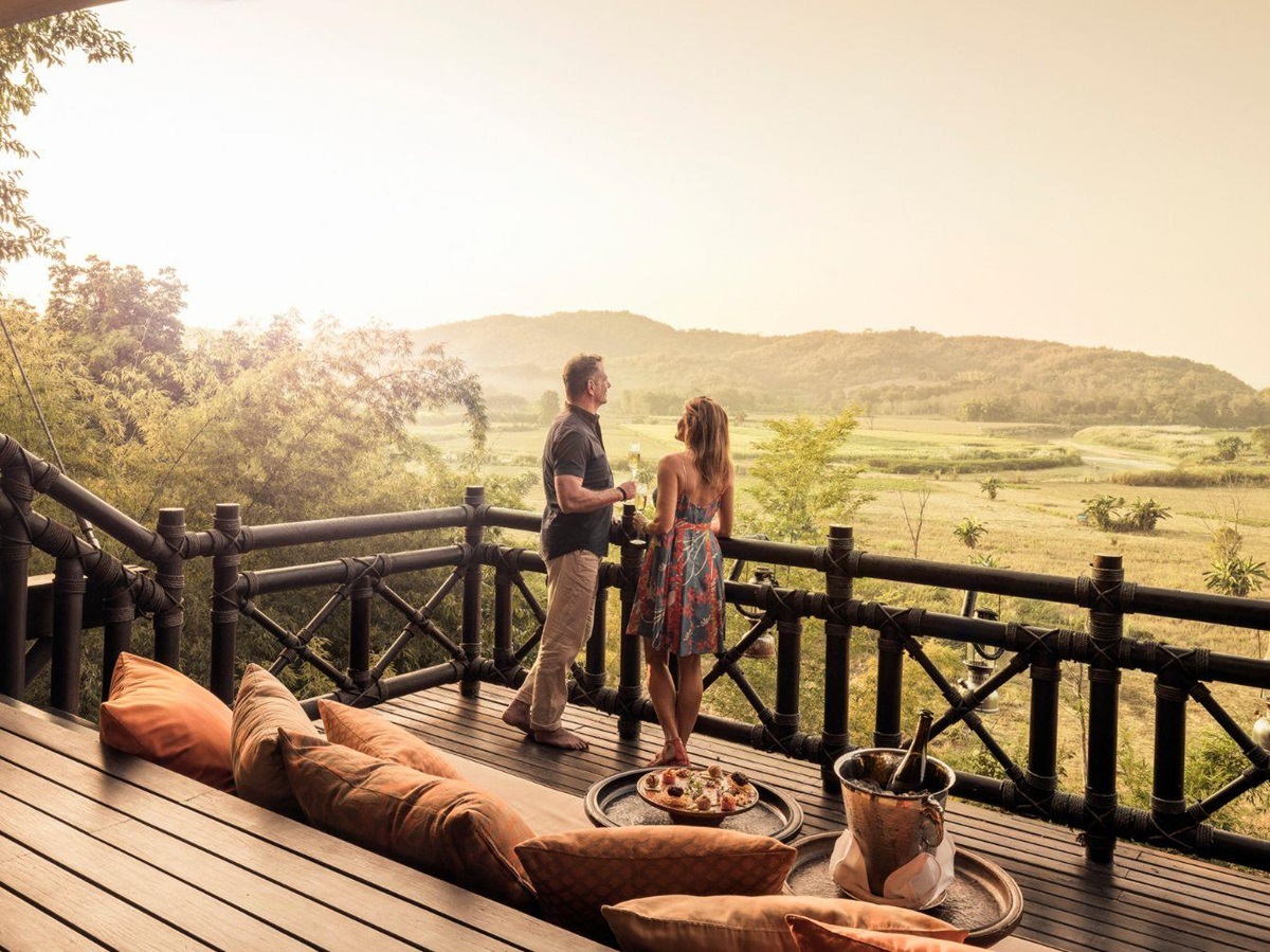 Tent terrace at Four Seasons Tented Camp Golden Triangle in Chiang Rai