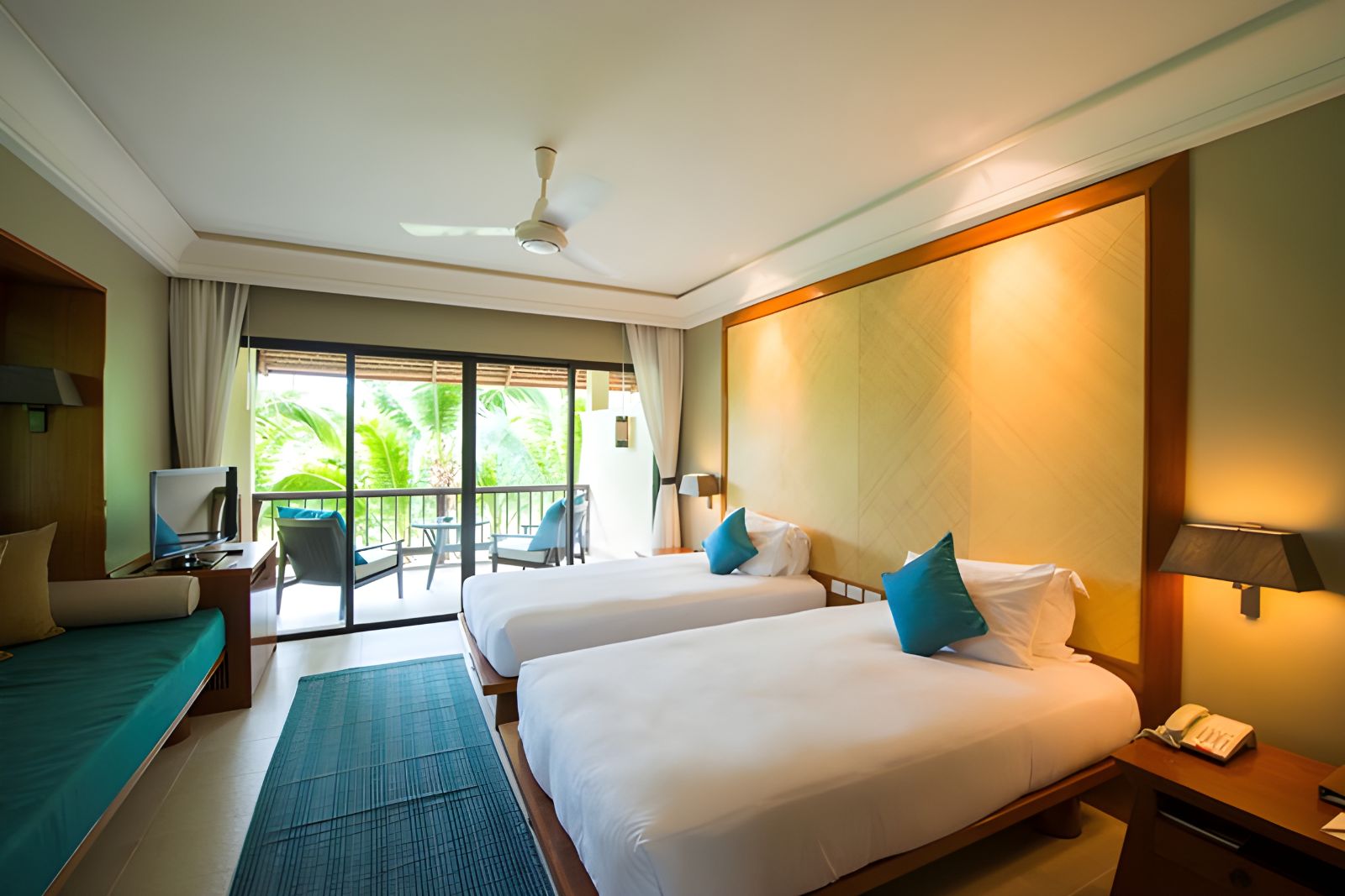 Twin bed guest room at Layana Resort & Spa in the Koh Lanta region of Thailand