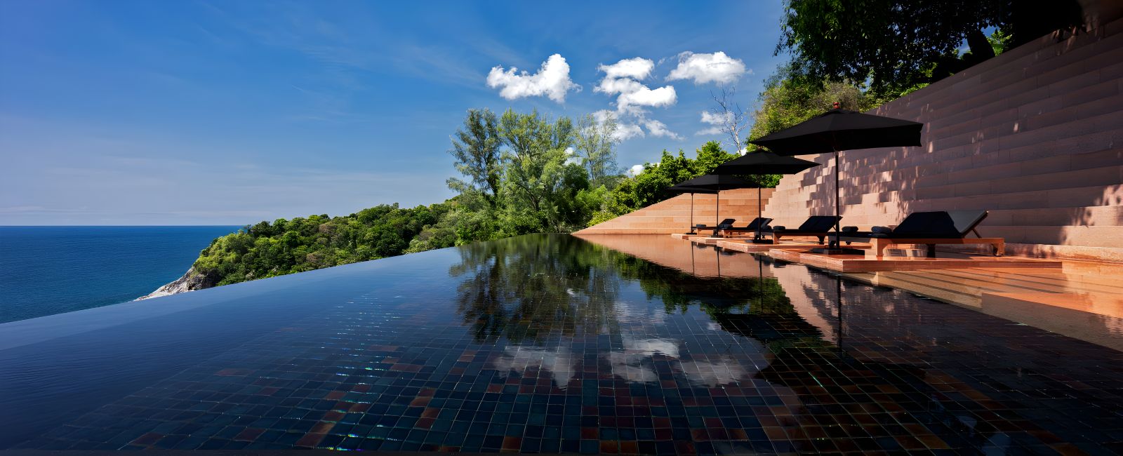 Infinity pool overlooking the sea at Paresa resort in the Phuket region of Thailand