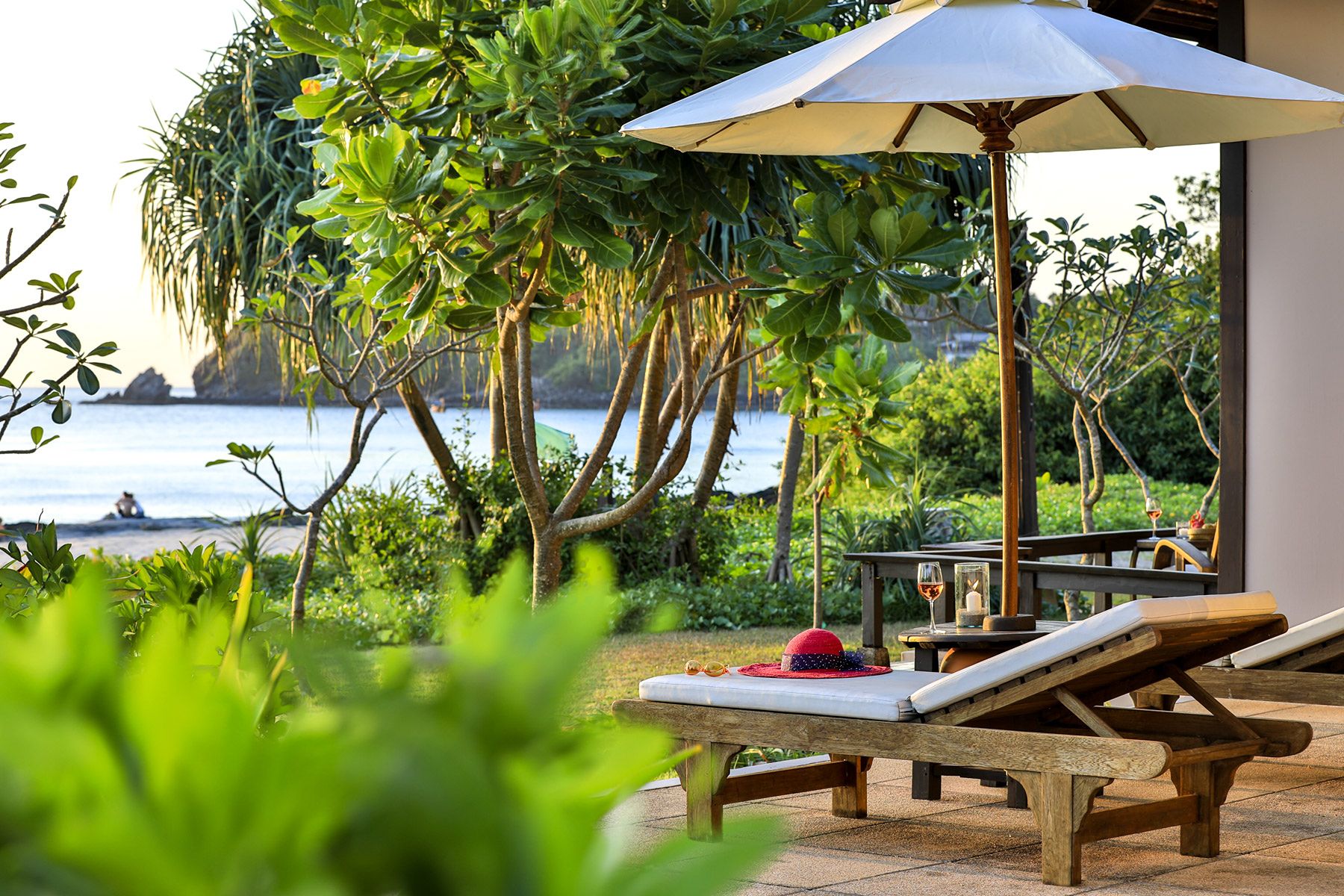Loungers outside a villa at Pimalai Resort in Koh Lanta
