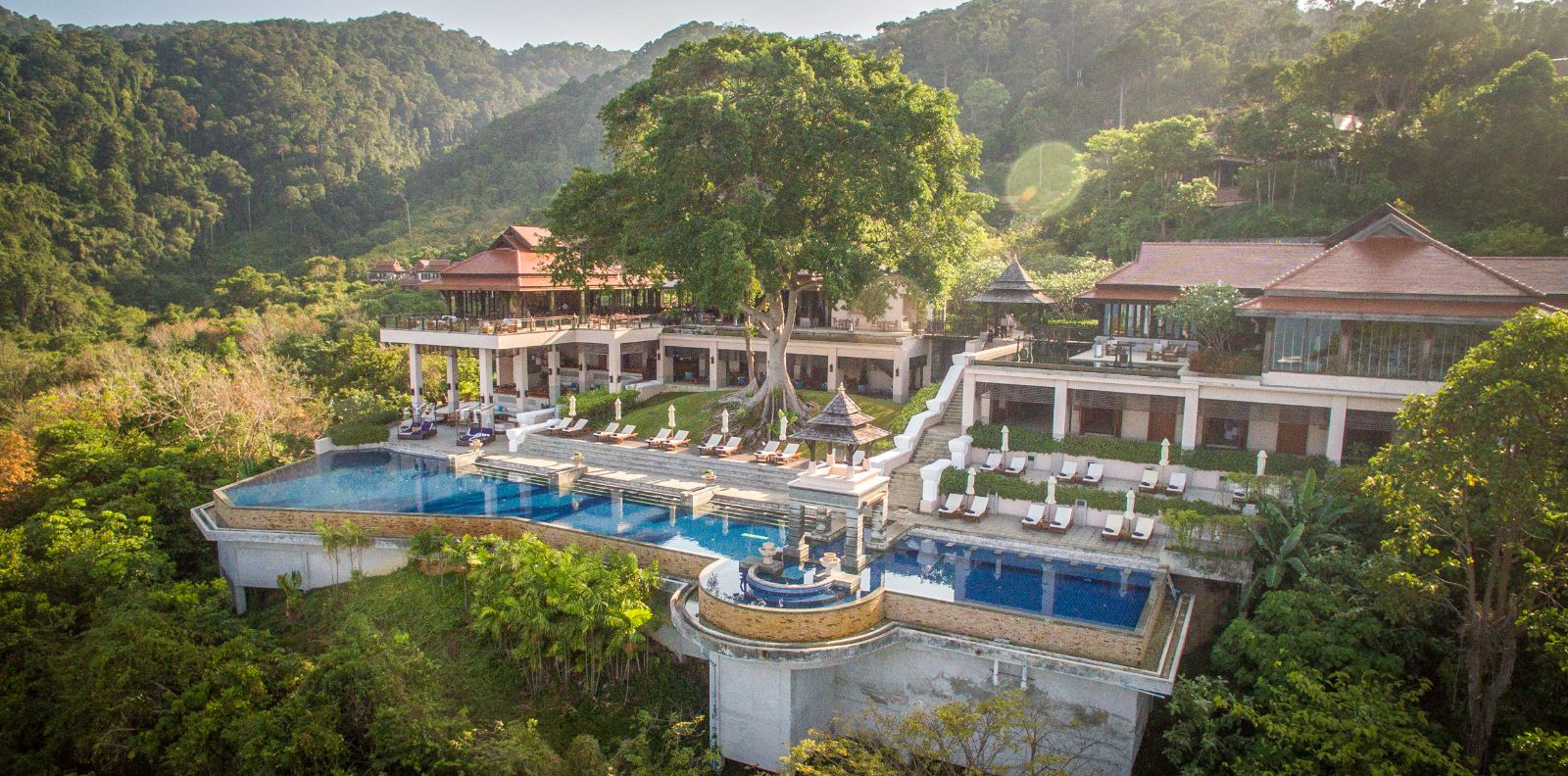 Aerial View of the main pool at luxury resort Pimalai 