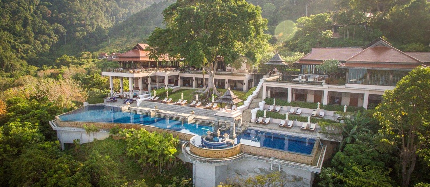 Aerial View of the main pool at luxury resort Pimalai 