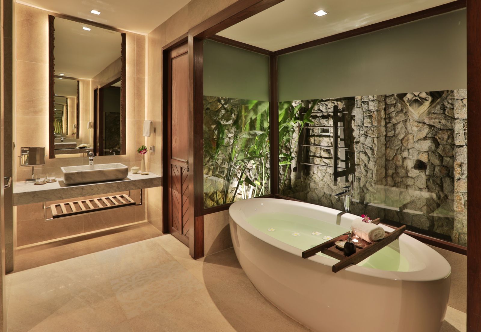 Beachside Pavilion Suite bathroom at luxury resort Pimalai 