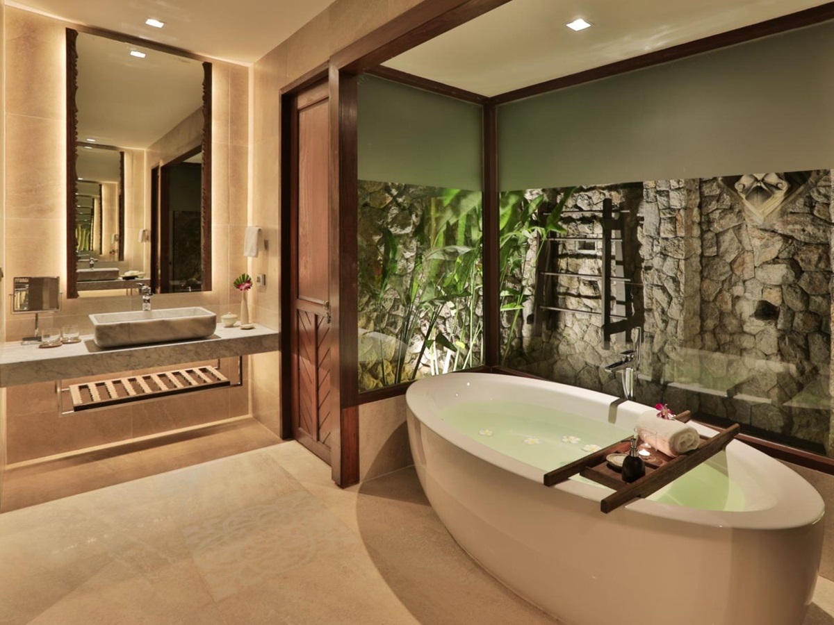 Beachside Pavilion Suite bathroom at luxury resort Pimalai