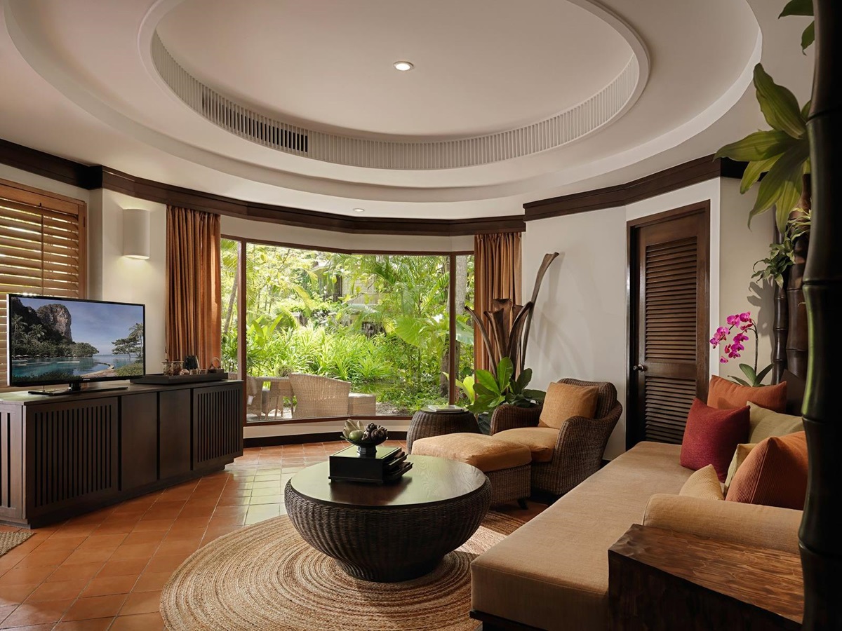 Pavillion deluxe living room villa at Rayavadee in the Krabi region of Thailand