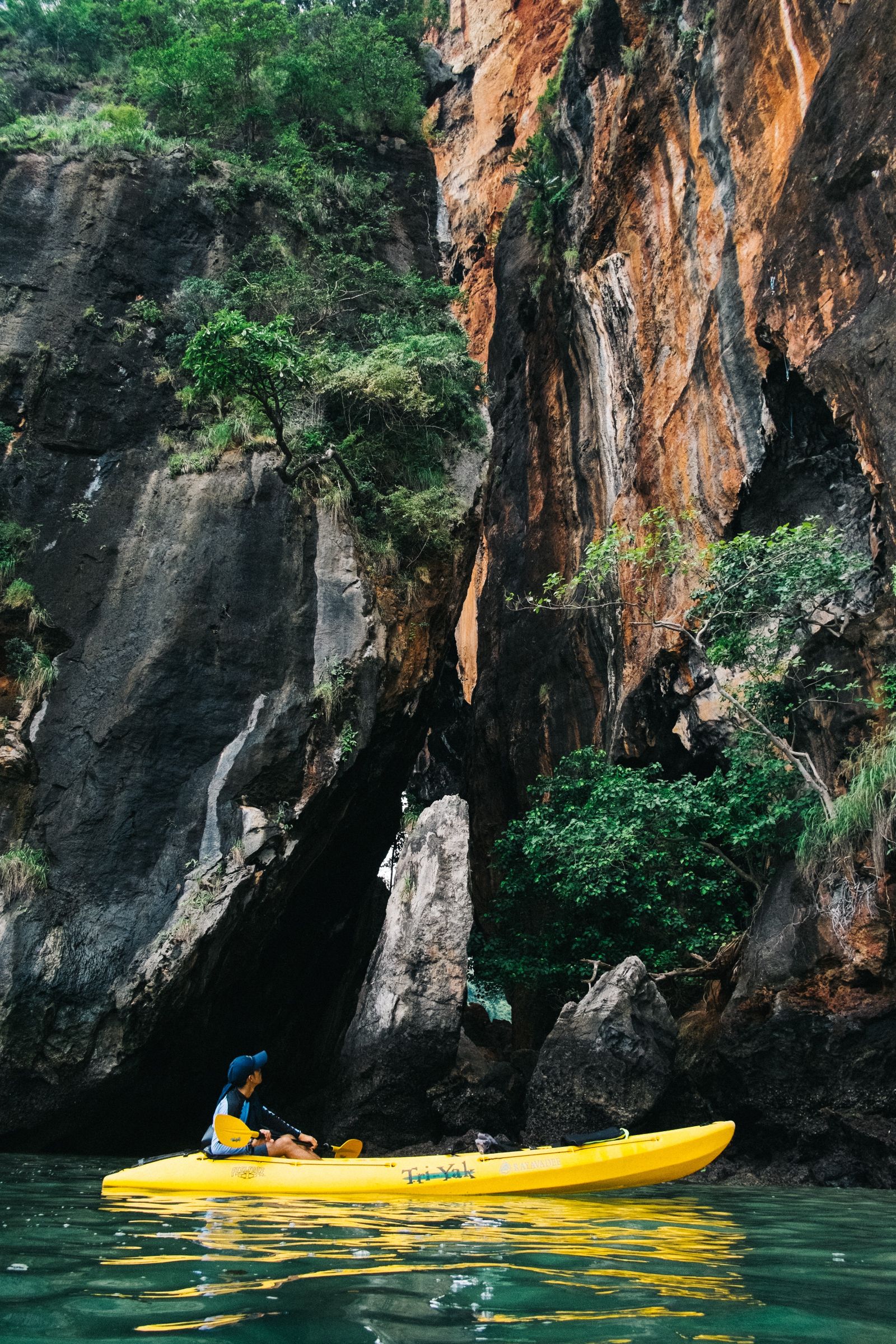 Kayaking near the grounds of Rayavadee in the Krabi region of Thailand