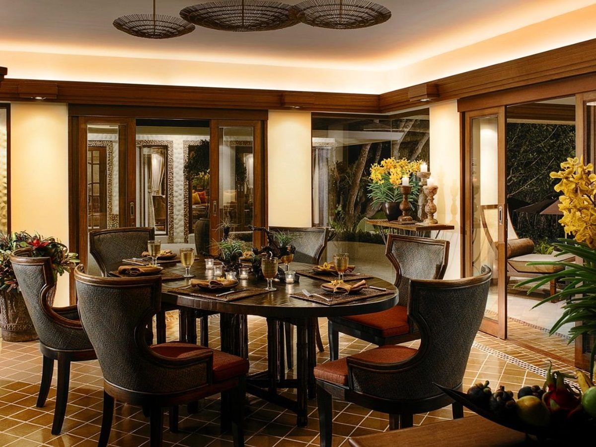 Phranang villa dining room at Rayavadee in the Krabi region of Thailand