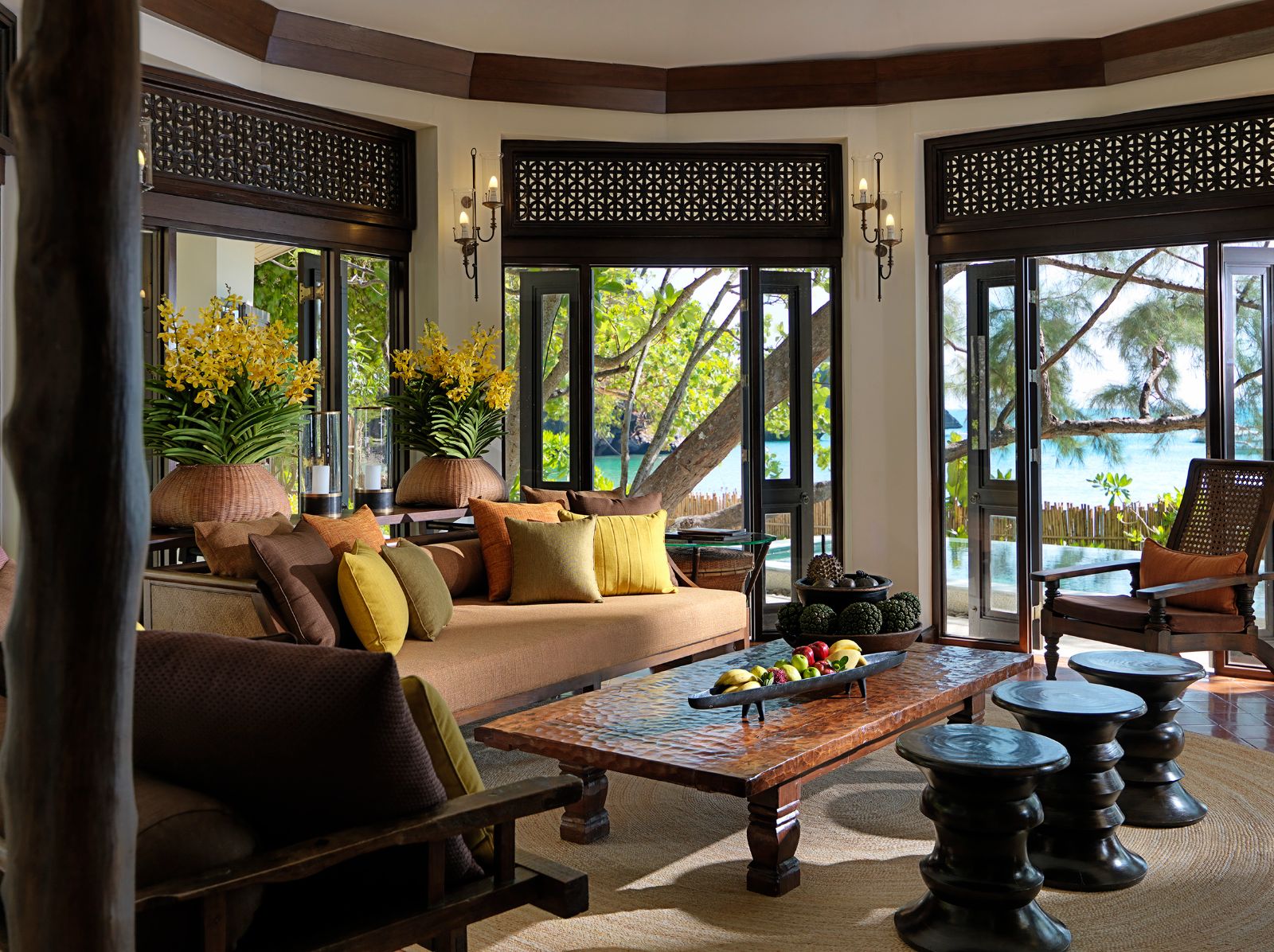 The Rayavadee Villa living room at Rayavadee in the Krabi region of Thailand
