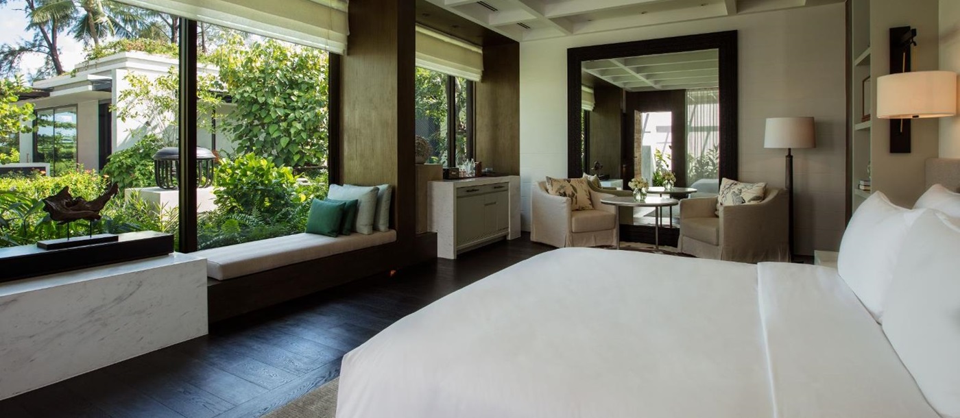 Guest bedroom at Rosewood Phuket in Thailand