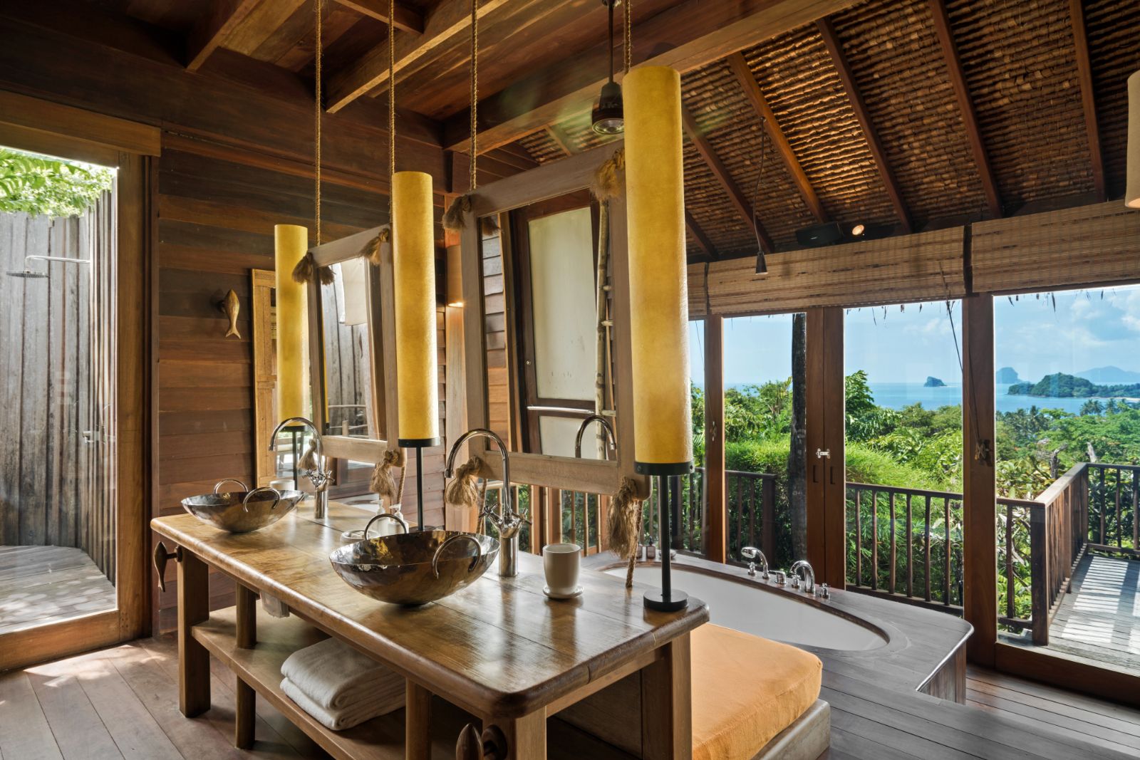 Bathroom in a ocean pool villa  at luxury resort Six Senses Yao Noi