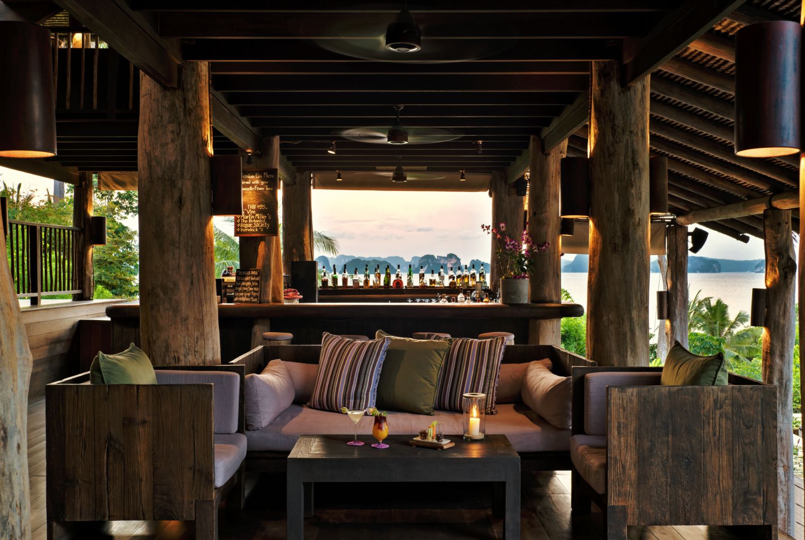 The den bar  at luxury resort Six Senses Yao Noi