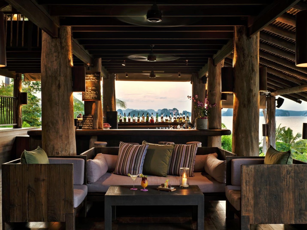The den bar at luxury resort Six Senses Yao Noi