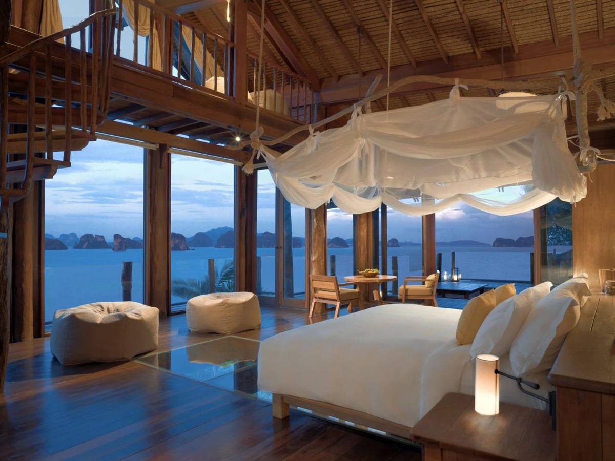 Bedroom in The View at luxury resort Six Senses Yao Noi