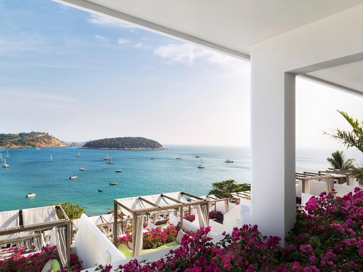 Deluxe ocean view suite terrave at The Nai Harn resort in the Phuket region of Thailand