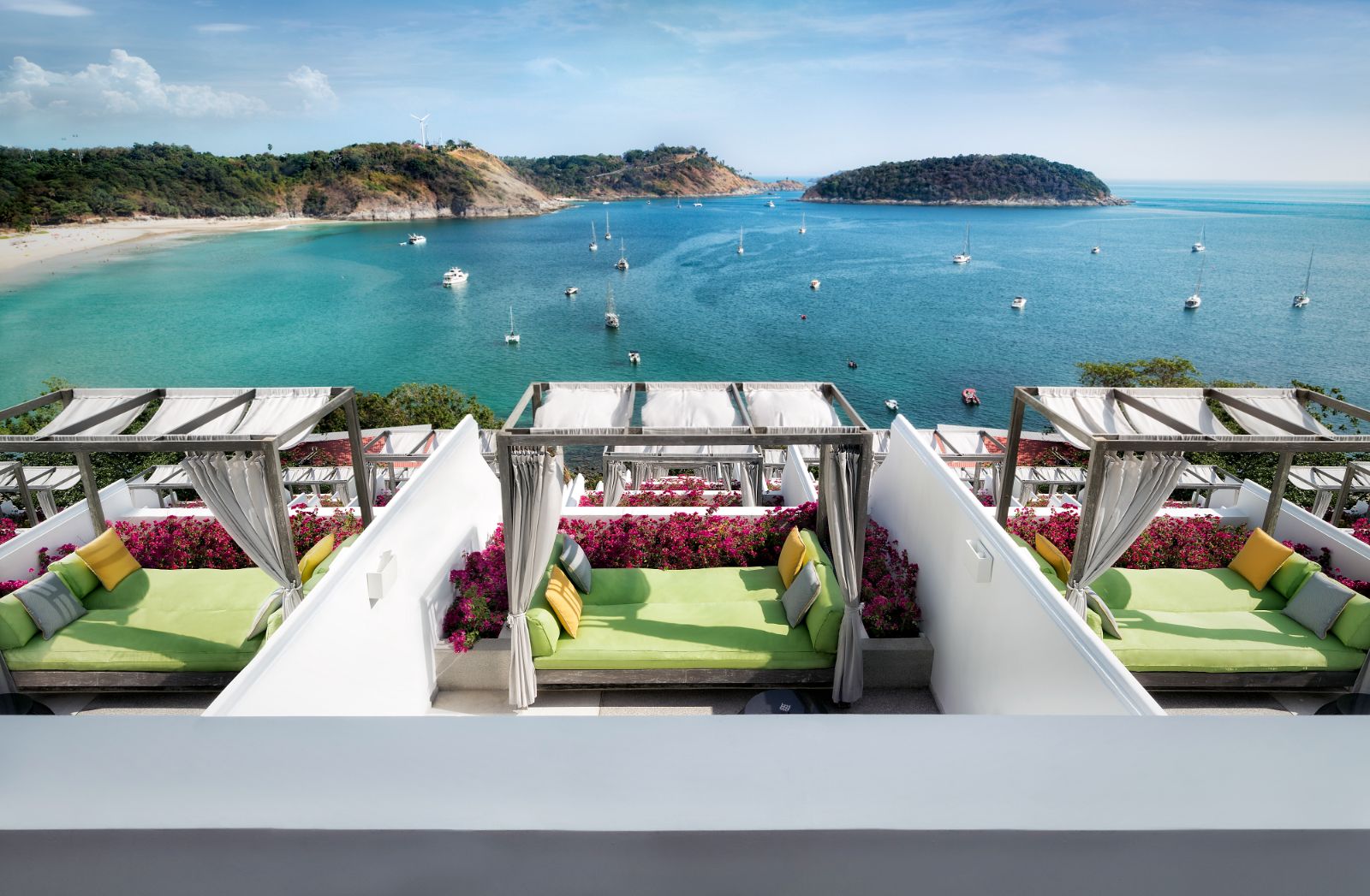 Grand ocean view guest suite terrace view at The Nai Harn resort in the Phuket region of Thailand