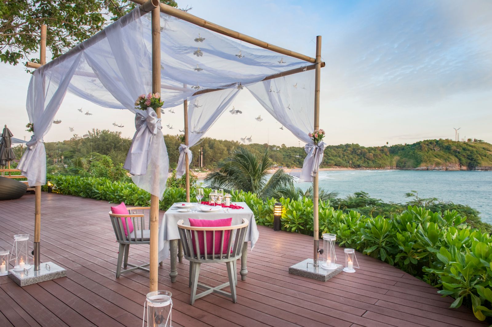Private dinner setup at The Nai Harn resort in the Phuket region of Thailand