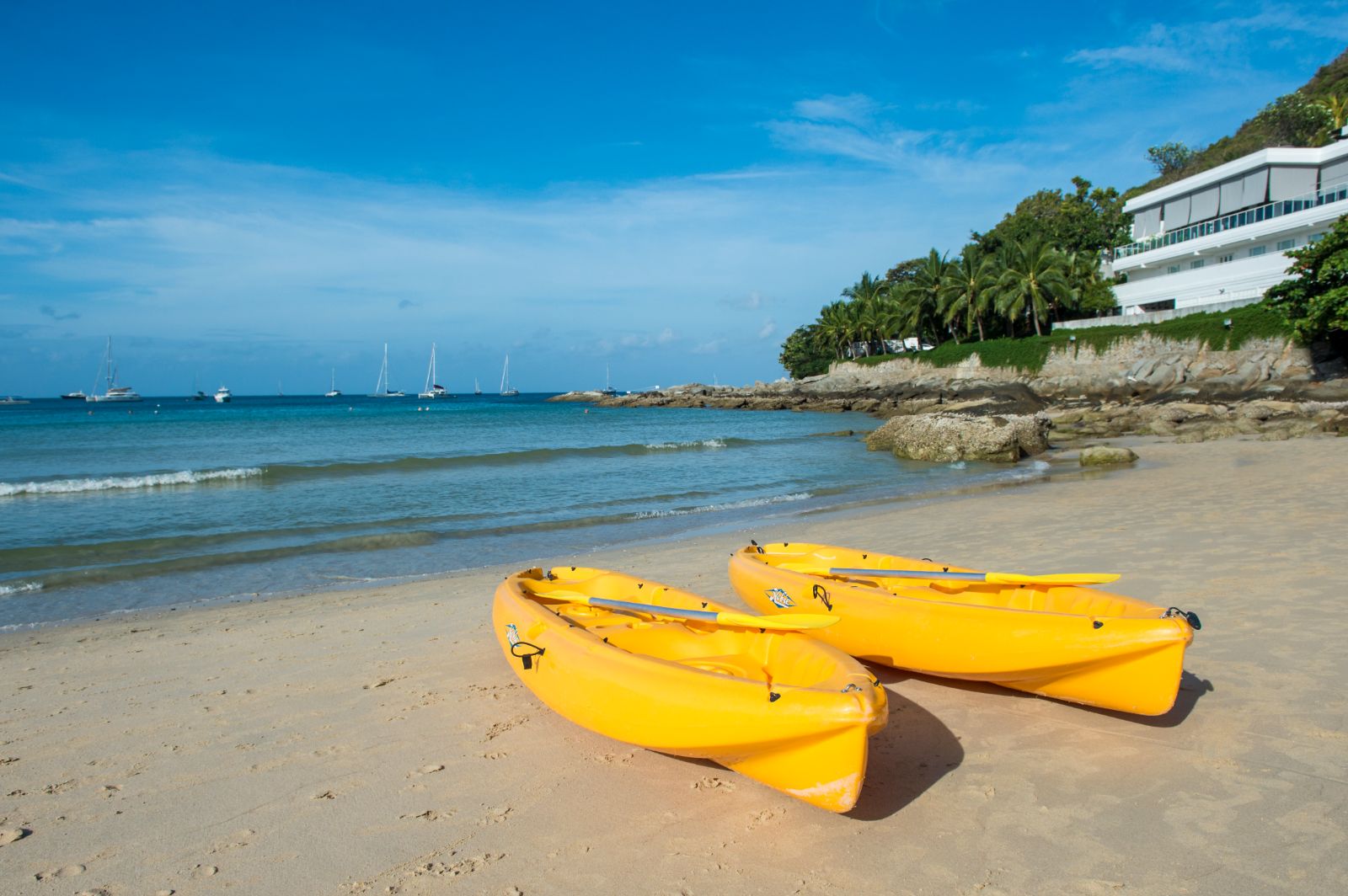 Watersports on the beach at The Nai Harn resort in the Phuket region of Thailand