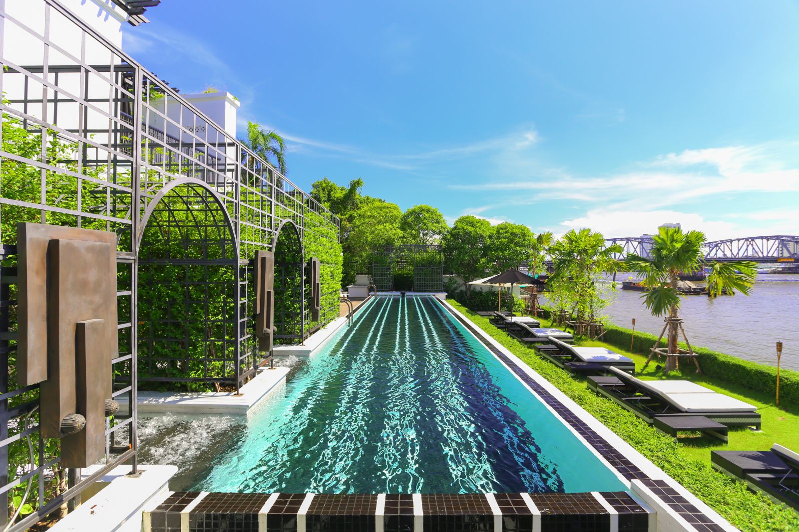 Riverside swimming pool at the Siam Hotel in Bangkok