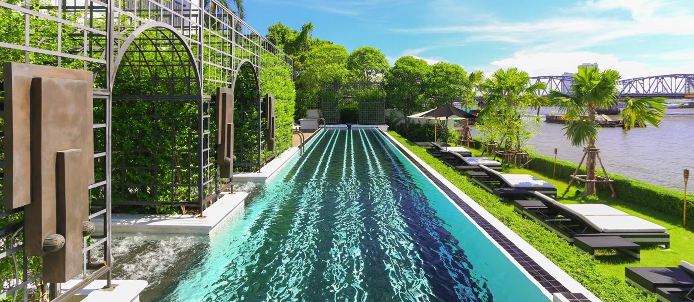 Riverside swimming pool at the Siam Hotel in Bangkok