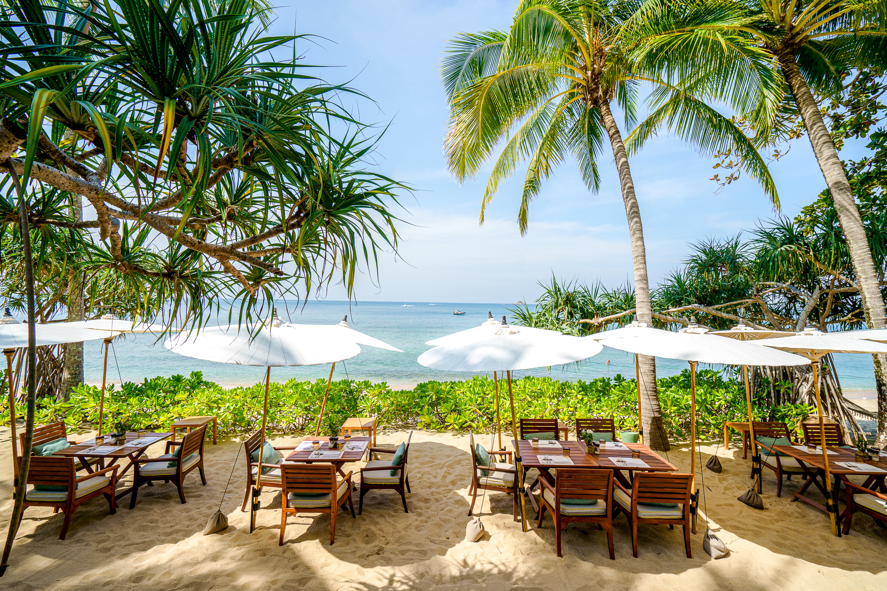 Restaurant on the beach at Trisara on Phuket