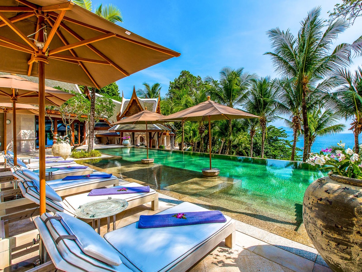 Ocean front villa pool at Trisara on Phuket