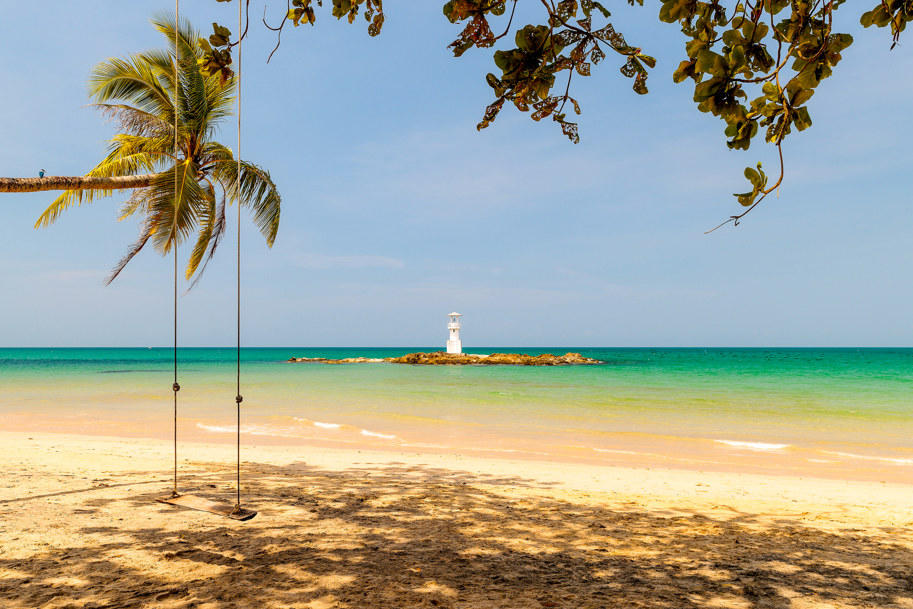 Lighthouse viewed from Khao Lak beach in Thailand