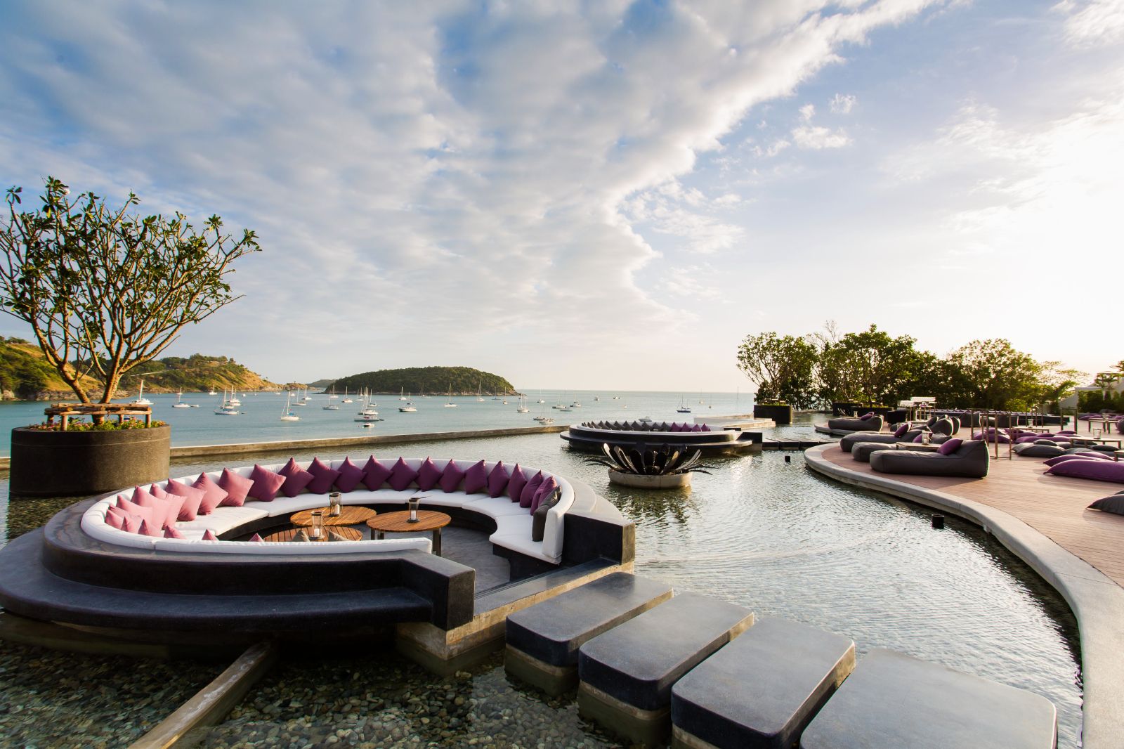 Pool with ocean views at The Nai Harn hotel in the Phuket region of Thailand
