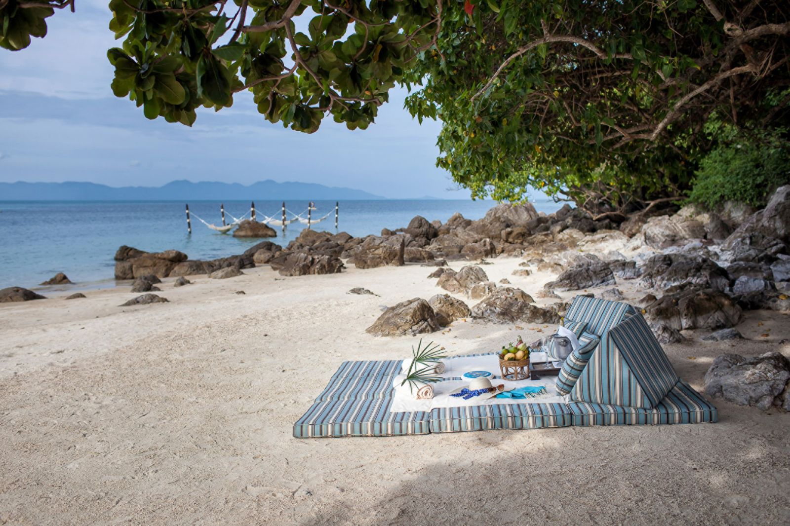 Picnic on the beach of Four Seasons Koh Samui on Koh Samui in Thailand