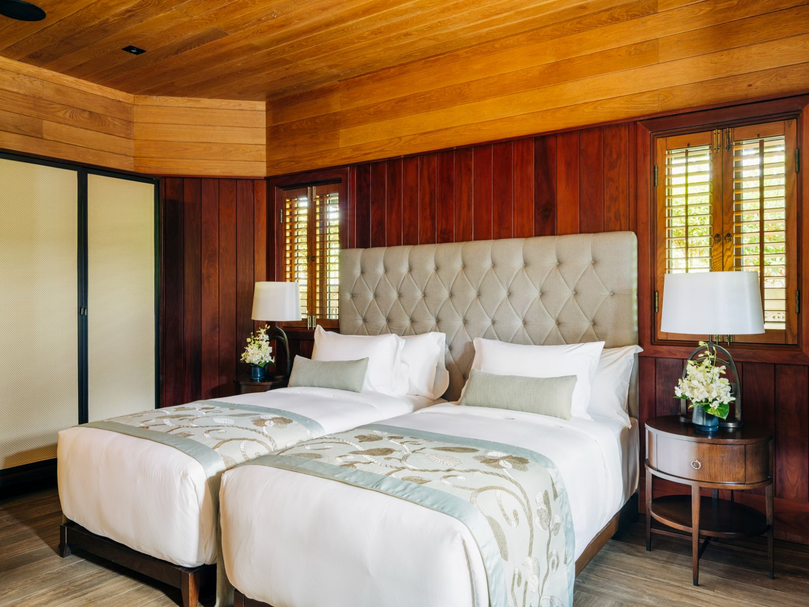 Family villa twin room at ANI Thailand villa on Koh Yao Noi island in the Pha Ngan Bay in Thailand