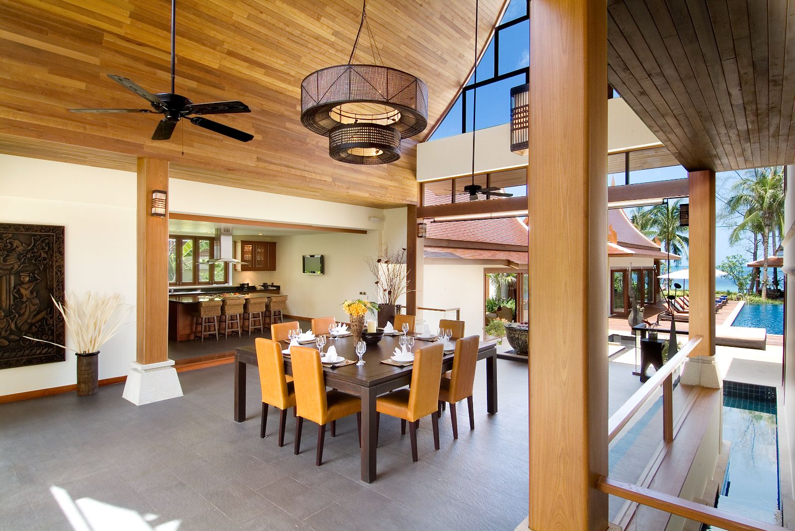 Dining room at Baan Samlarn villa on the west coast of Koh Samui in Thailand