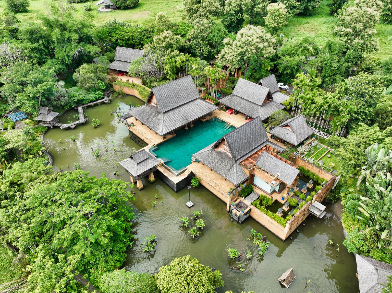 Aerial view of Howie's HomeStay villa in Chiang Mai, Thailand