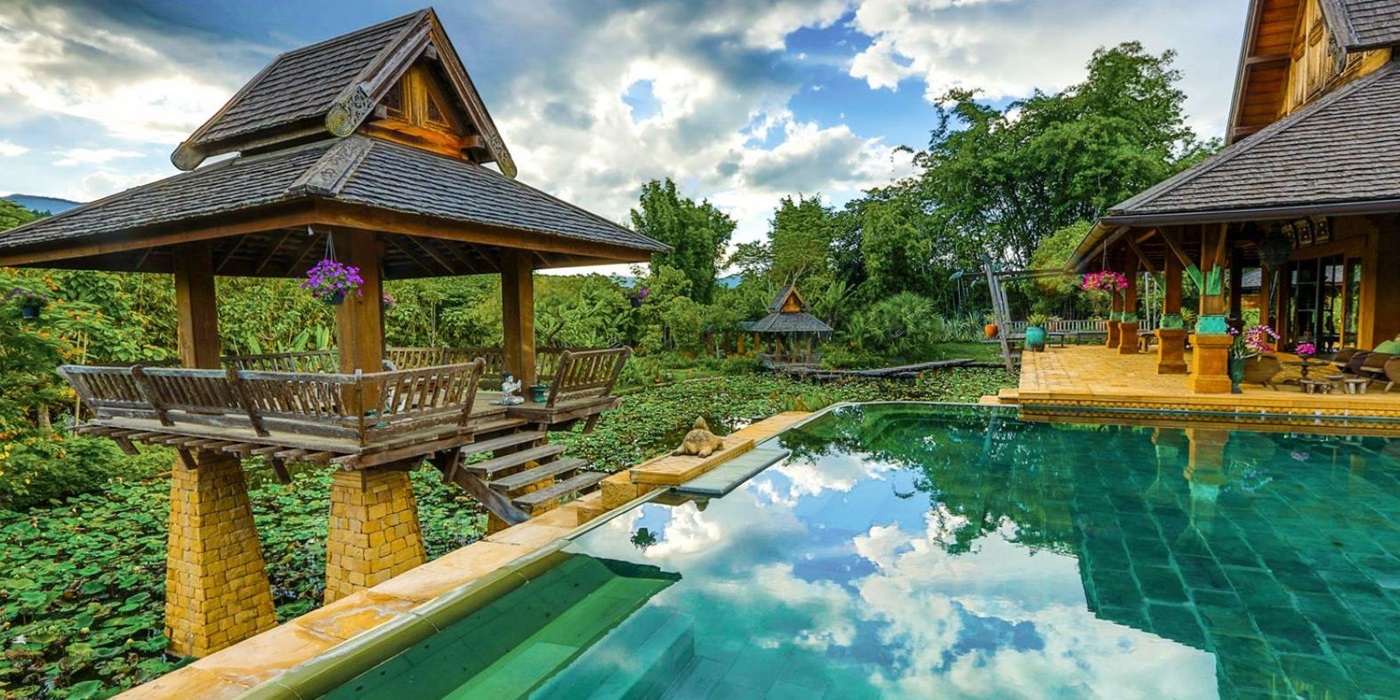 Pool and sala at Howie's HomeStay in Chiang Mai, Thailand