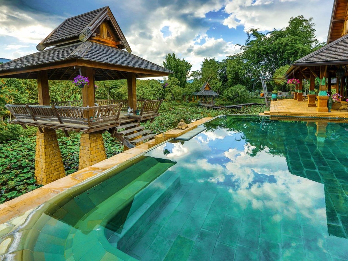 Pool and sala at Howie's HomeStay in Chiang Mai, Thailand