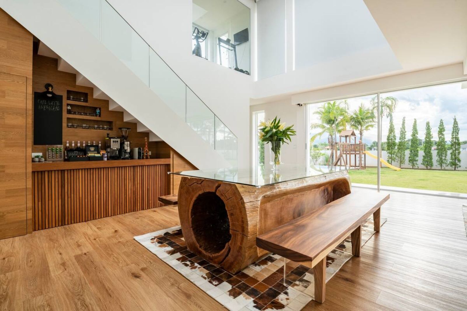 Coffee bar and dining table at Palm Villa in Thailand's Chiang Mai region