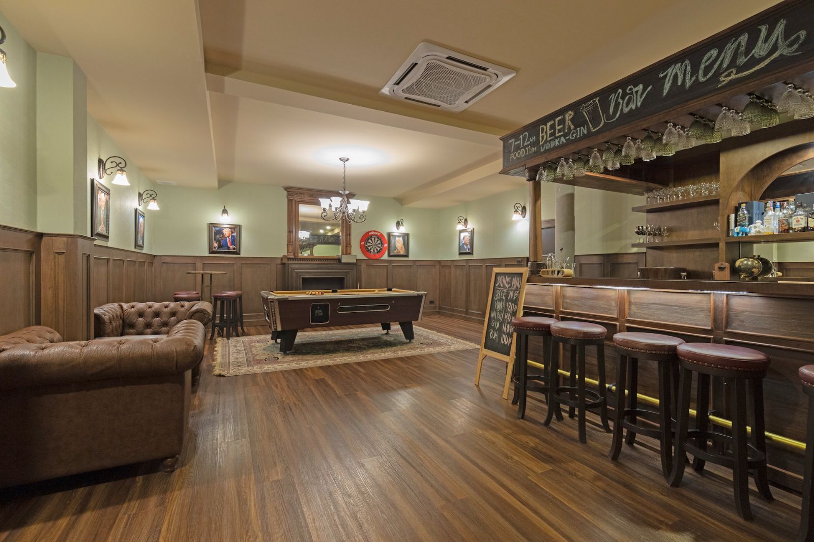 English pub bar area at Palm Villa in Thailand's Chiang Mai region