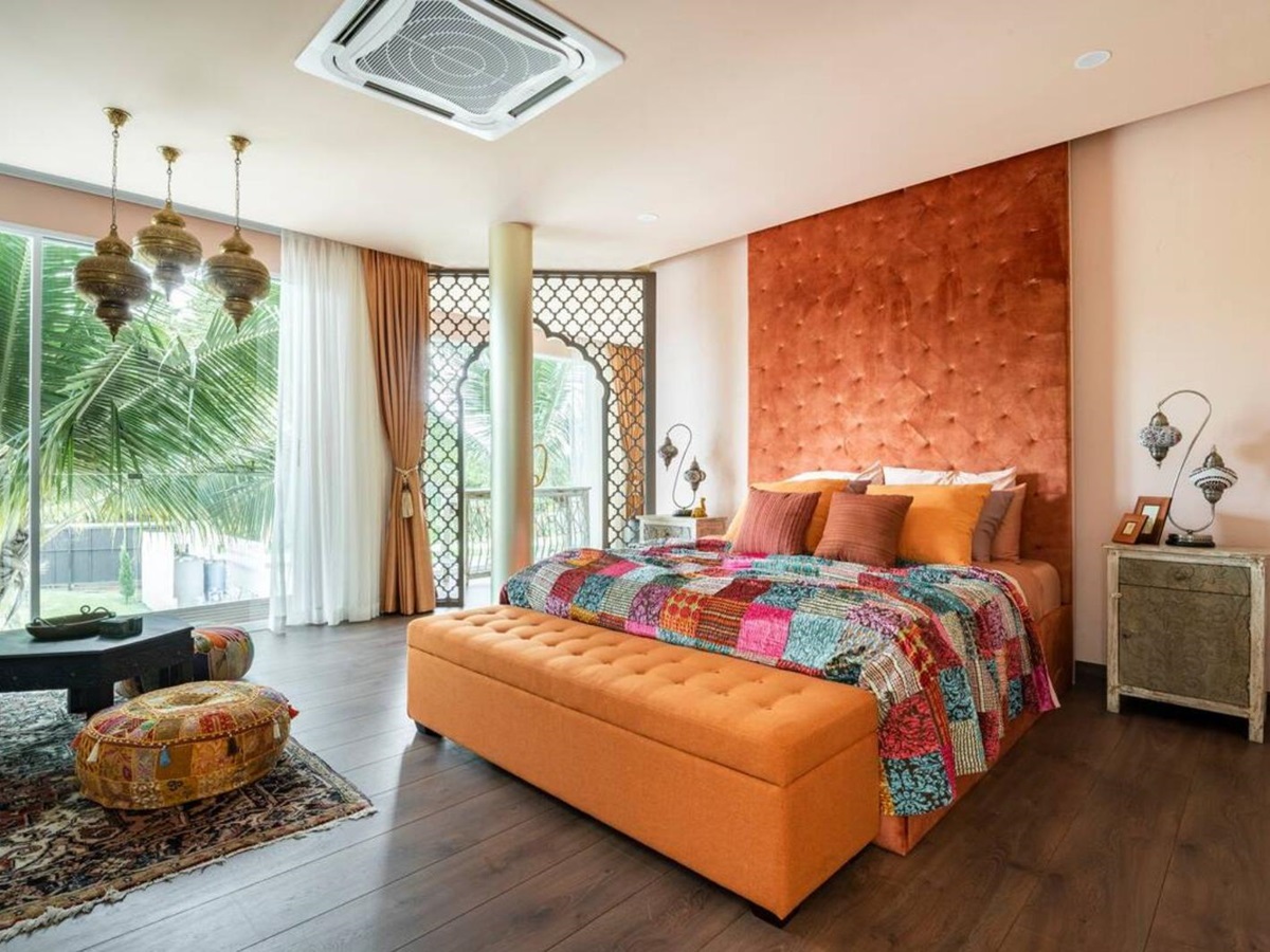 Moroccan guest suite bed at Palm Villa in Thailand's Chiang Mai region