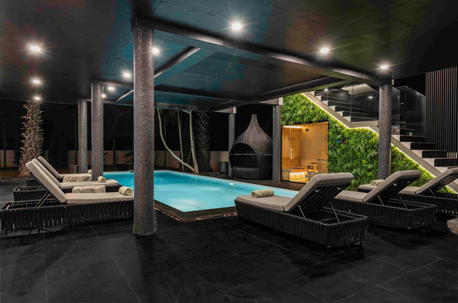 The wine cave with pool and sauna at Palm Villa in Thailand's Chiang Mai region