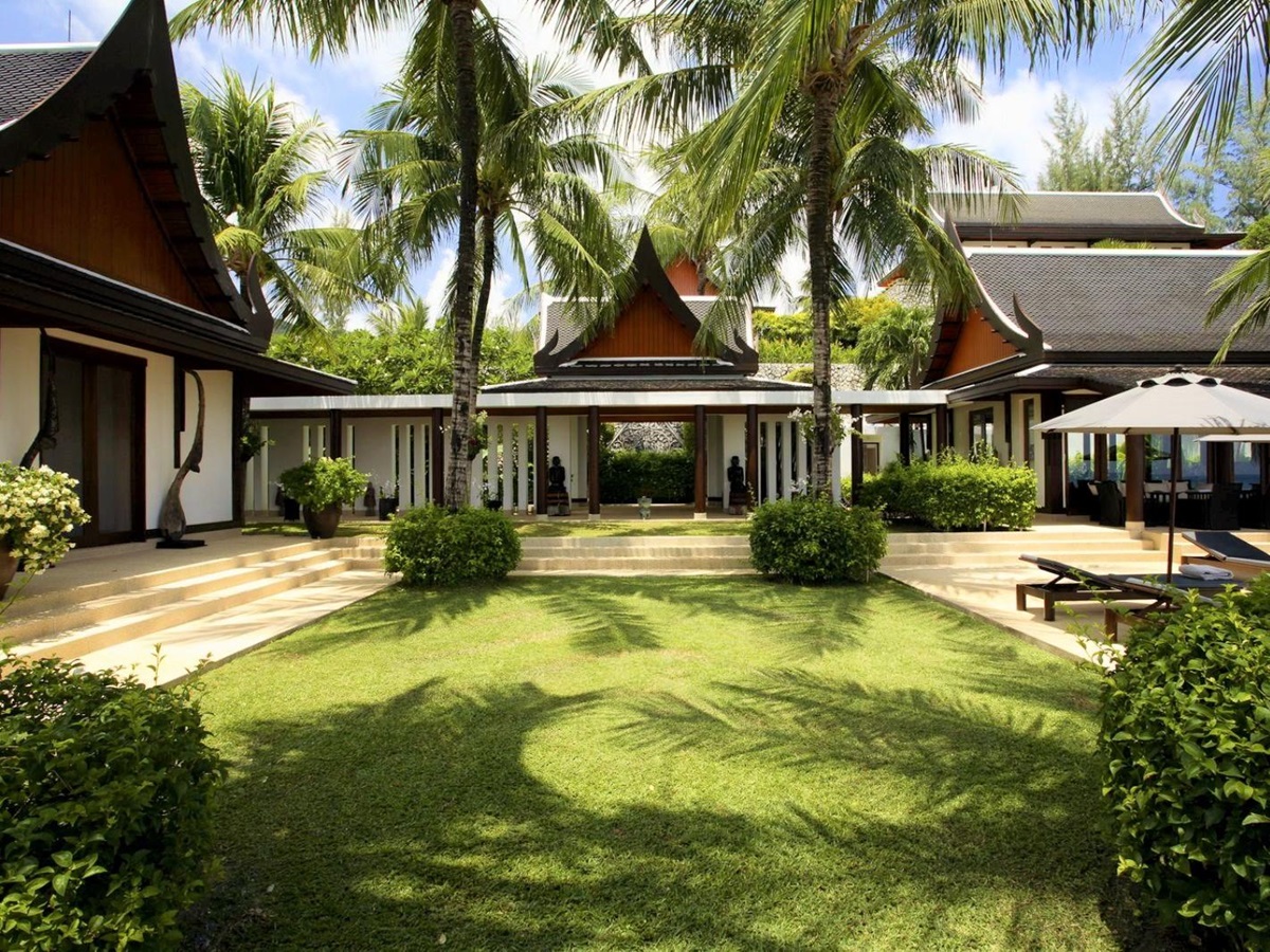 Entrance and gardens at Villa Laemson on the island of Phuket in Thailand